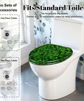 Elongated green moss old concrete wall green moss nature dark Toilet Seat fitting standard toilets with adjustable hinges.