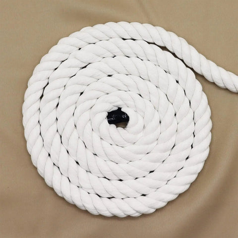White Cotton Rope Three Eighths Inch Thick Twisted Craft Rope, 100 Feet, coiled, natural cord for decor and DIY projects