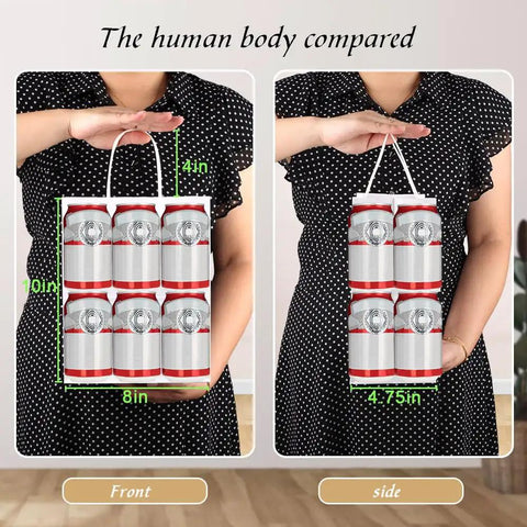 Medium White Kraft Paper Gift Bags With Handles 8x4.75x10 inches Bulk Pack Of 50 for Takeout Grocery Shopping Retail Parties Weddings Craft Favors shown in human scale.