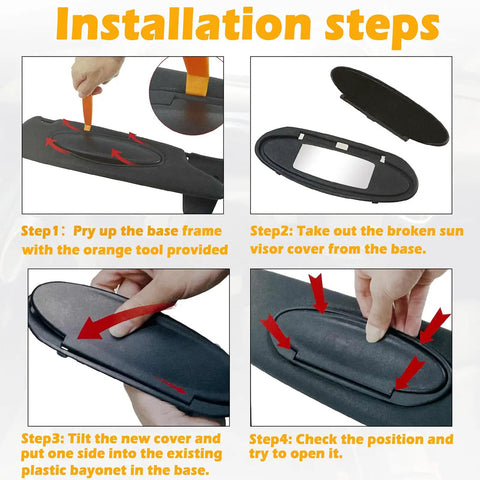 Installation steps for Replacement Sun Visor Vanity Mirror Covers Pair For Porsche 996 997 911 986 987 Boxster Cayman 1996-2010 Black