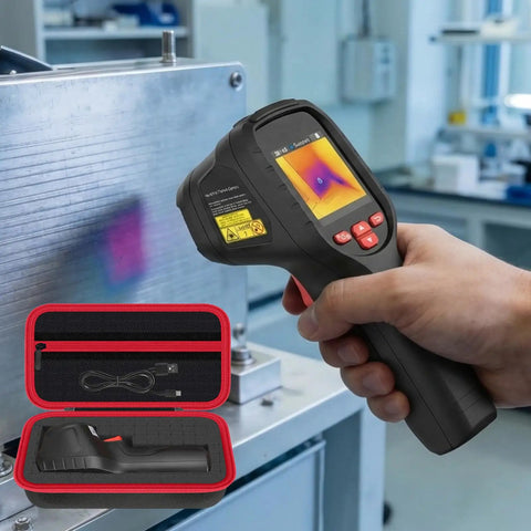 Hand holding thermal imaging camera with black and red Durable Custom-Fit Storage Case For Thermal Imaging Cameras With DIY Foam