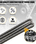 Beefed Up Engine Timing Chain Kit for BMW 2.0L N20 N26 with durable alloy steel showing high hardness and corrosion resistance
