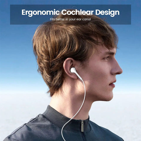 Man wearing 2 Pack USB C Headphones Wired With Microphone And Remote For iPhone 17 16 15 Pro Max iPad Galaxy Pixel 7 6 5 4