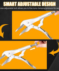 Heavy Duty 10 Inch Locking Sheet Metal Clamps, High Carbon Steel Welding Pliers with adjustable screw lock design.
