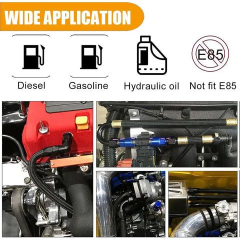 8AN Braided Hose 10Ft Beefed Up Heavy Duty High Pressure Fuel Line and Transmission Cooler Kit AN8 installed in engine