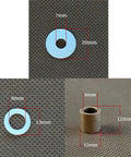 Bread Maker Bucket Drive Repair Kit 9pc Metal Set showing measured washers and bushing on textured surface.