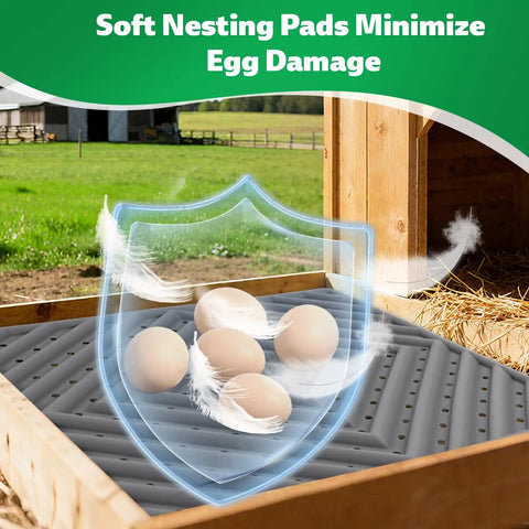 Washable Chicken Nesting Pads For Nesting Boxes in coop with eggs, reusable hen nesting box pads for bedding, grey, 12x12 inches
