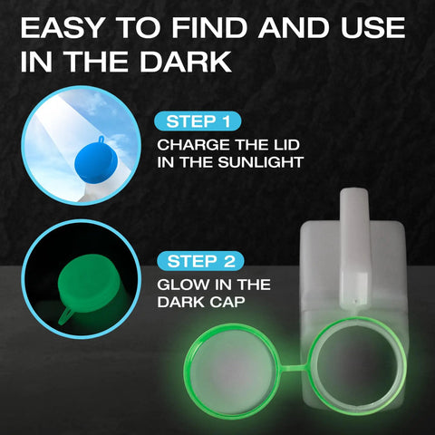 Glow In The Dark Urinal For Men With Spill Proof Screw On Lid 32oz Thick Plastic Pee Bottle glowing cap demonstration