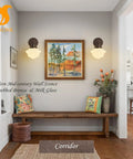 Wall Sconce Lighting Oil Rubbed Bronze Milk Glass Hardwired Wall Sconces in corridor illuminating art and decor.
