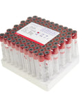 Veterinary Lab Vacuum Blood Collection Tubes No Additive 5ml Red Cap 100 Count for Vet Clinics and Pet Labs in packaging