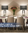 22-Inch Black Touch Table Lamps Set of 2 With No-Fuss Dual USB Ports in living room setting on dining table