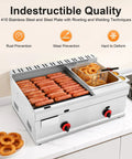 Pro Grade 6L Commercial Gas Deep Fryer With Dual Temperature Control Stainless Steel Fry Basket cooking onion rings and sausages