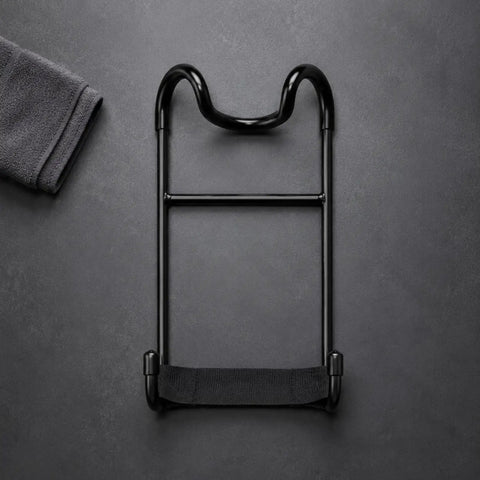Top view of Dumbbell Hook For Pain Free Grips Non Slip Anti Fatigue Weightlifting Accessory With Solid Iron Build Ideal For Strength Conditioning.