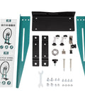 Parts layout of Pro Grade Bicycle Wheel Truing Stand With Adjustable Width And Dual 360 Degree Rotating Adjustments for bike maintenance