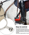 Rider using Stainless Steel Horse Spurs With Smooth Roller Ball For Boots Western Cowboy Equestrian Gear English Spur For Training Dressage Ranch Riding Recreation 2 Pack, close-up of spur detail