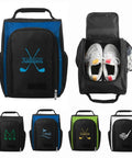 Custom Embroidered Golf Shoe Bag For Men With Monogram, Large Capacity Zippered Golf Gear Carrier With Top Strap And Side Pockets