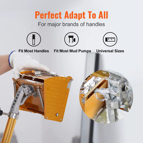 Drywall Finishing Mud Box Pro, Quick Clean Aluminum with Brass Blade and adjustable pressure, focus on fit compatibility.