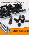 30 Piece Set Of 1/4-20 X 3/4 Inch Flat Head Socket Head Screws In 304 Stainless Steel With Spare Nylon Lock Nuts And Hex Spanner