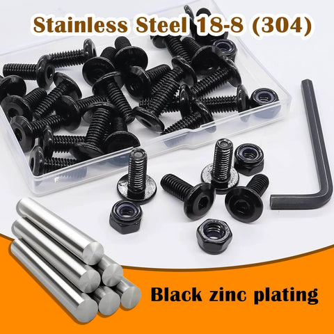 30 Piece Set Of 1/4-20 X 3/4 Inch Flat Head Socket Head Screws In 304 Stainless Steel With Spare Nylon Lock Nuts And Hex Spanner