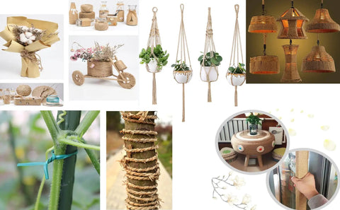 Collection of crafts and decor items using Natural Sisal Rope One Quarter Inch Thick 328 Feet 100 Meters Heavy Duty Twine