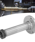 Rugged 38mm Hole Lathe Spindle Replacement For Mini Lathes, hollow headstock spindle assembly in steel, shown with machining tool setup