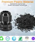 50 Pack Waterproof Cable Glands M20x1.5 Adjustable 6 To 12mm Black Cable Connectors IP66 Nylon Compression Gland Kit
