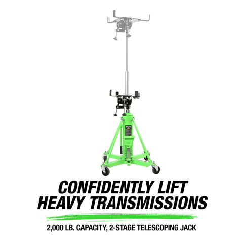 Beefy 1 Ton Transmission Jack With High Lift Range 37.5 To 76 Inches For Trucks And SUVs Heavy Duty Telescoping Hydraulic Lift