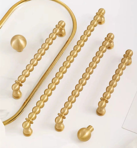 Antique Brass Ball Drawer Pulls, Solid Brass Cabinet Handles With 3.0 Inch Hole Centers, 3.54 Inch Length, 11mm Ball Diameter