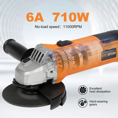 Powerful 6 Amp Angle Grinder Kit 4-1/2 Inch 11,000 RPM Metal Cutter with Quick Change Guard