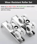 Beefy Heavy Duty Aluminum Sliding Door Track Kit For Two Door Systems With Dual Wheel Barn Door Hardware Set in silver finish