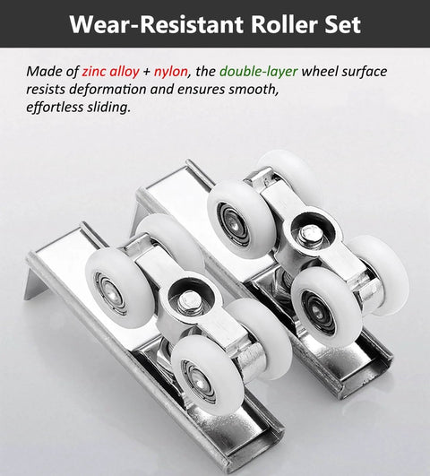 Beefy Heavy Duty Aluminum Sliding Door Track Kit For Two Door Systems With Dual Wheel Barn Door Hardware Set in silver finish