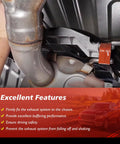 Up Your Ride This Season With A Cool Exhaust Muffler Bracket And Dual Hanger Rubber Isolator Kit Specifically Made For Ram 1500 Models From 2019 To 2025 Perfect Fix To Silence The Rattle. Installed aluminum exhaust muffler bracket with orange rubber isolator on Ram 1500