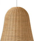 Natural Wicker Bell Pendant Lamp, 18 Inch Diameter Handwoven Ceiling Light With Adjustable 56 Inch Cord, front view
