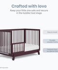 Dilian Toddler Guard Rail With Spindle For Crib To Toddler Bed Conversion Solid Wood Auburn No Tools Needed Easy Install Prevents Falls
