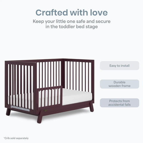 Dilian Toddler Guard Rail With Spindle For Crib To Toddler Bed Conversion Solid Wood Auburn No Tools Needed Easy Install Prevents Falls