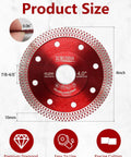 4 Inch Diamond Saw Blade with red finish for angle grinder, designed for porcelain, ceramic, and granite cutting.