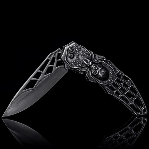 Pocket Folding Knife With 3D Embossed Skull Pattern, 3.6 Inch Razor Sharp 440 Stainless Steel Blade, EDC Outdoor Survival Gear