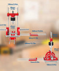 Portable Drill Guide For Dead Nuts Straight And Angled Holes Up To Sixty Degrees shown with dimensions and details.