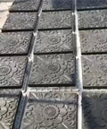 Two Piece Square Concrete Molds Set For Walkways And Patios with floral design; 15.7 inch square by 1.4 inch thick stone patio molds