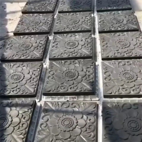 Two Piece Square Concrete Molds Set For Walkways And Patios with floral design; 15.7 inch square by 1.4 inch thick stone patio molds