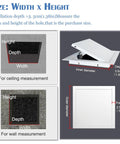 Size guide for Top Tier 16 By 32 Inch Galvanized Steel Access Panel With A Slick Push To Open Track For No Sweat Drywall And Ceiling Pipe Fixes In Crisp White.