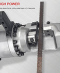 Hot Shot Electric Hydraulic Rebar Cutter 110V Heavy Duty Steel Bar Cutter Up To 22mm Portable Power Tool close-up view of cutting mechanism and rebar.