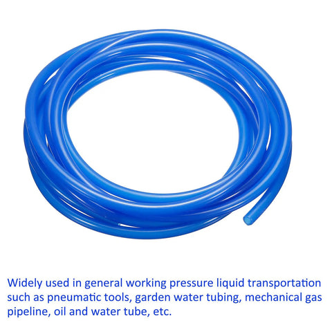 Coiled blue PU air compressor hose, 4mm ID x 6mm OD, 9.8 feet, for pneumatic tools, gardening, lab equipment, industrial use