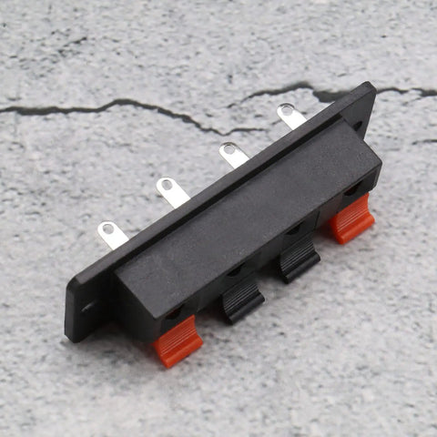 10 Pack 4 Pin Speaker Terminal Blocks With Spring Clips For DIY Audio, Push release, 4-position layout, black base