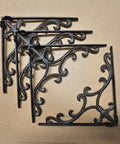 Heavy Duty Cast Iron Shelf Bracket With Fleur De Lis Ornament 10 By 10 In Extra Strong Wall Mount For Rustic Shelves Ornate Decor