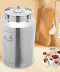 Built Tough Stainless Steel Food Storage Container With Airtight Silicone Seals And Secure Locking Clamps For Kitchen Pantry Organization And Keeping Rice Grains Fresh 12 Liter on a kitchen counter.