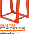 2 Bar Portable Tire Inflation Cage for Service Trucks holds tires up to 48 inches OD by 13 inches W, orange construction