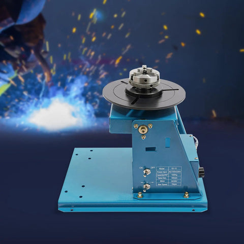 Heavy Duty Rotary Welding Positioner Turntable with cast iron base and adjustable 0-90 degree angle for metalwork.