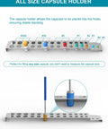 All In One Capsule Filling Tray Kit For Every Capsule Size 000 Through 5 With Holder, Includes Spoons, Spatulas, Scoops, And Tools For DIY Gel Capsules, Make Your Own Empty Capsule Fill Quickly And Easily, aluminum holder with size 000 to 5 capsule holes