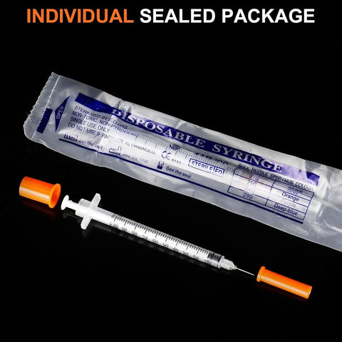 1ml 30G 5 16th Inch 8mm Lab Syringes Individual Pack Of 60 Leak Resistant Plunger With Clear Markings For Precise Dispensing Clear Barrel Easy Read Measurements Lab Supplies, sealed pack